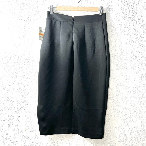 Bar III Black Asymmetrical layer Front slit Pencil cut Trendy Skirts - Picture 3 of 6